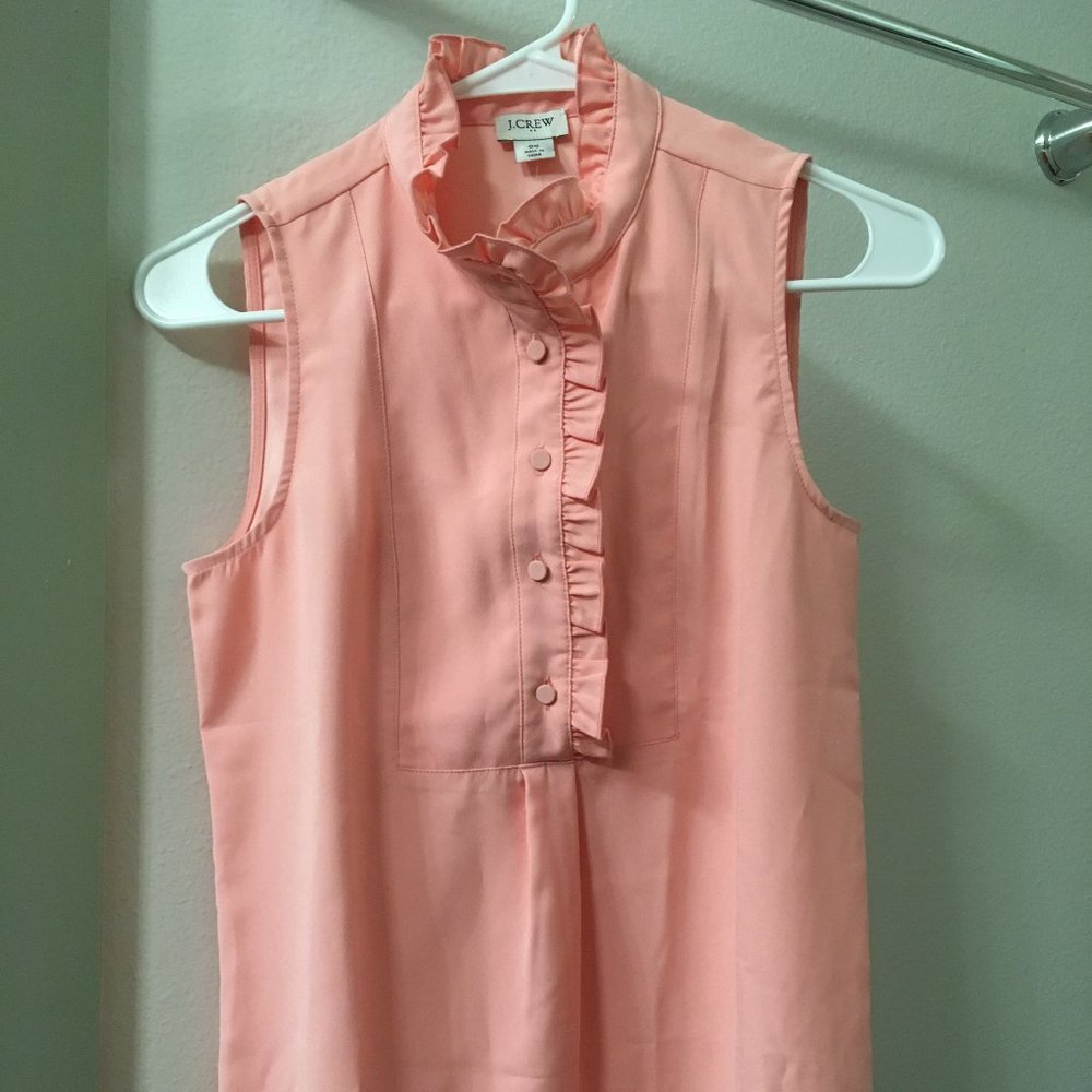 NWT J Crew Factory Ruffle Trim Pink Tank Sz 00